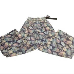 Floral Patterned High Waisted wide leg pants